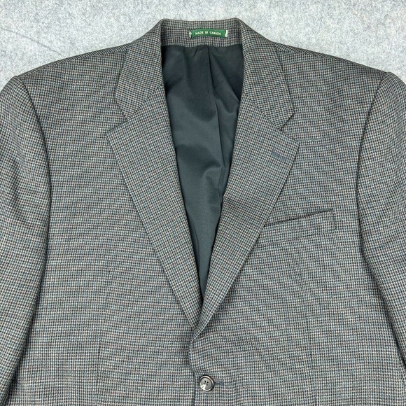 Ralph Lauren Blazer Mens 44R Gray Houndstooth Wool Sport Coat LRL VTG Canada - Picture 2 of 15